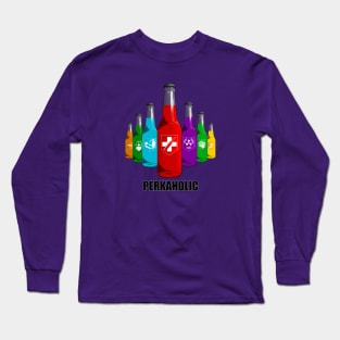 Zombie Perks in Triangle Perkaholic on Purple Long Sleeve T-Shirt